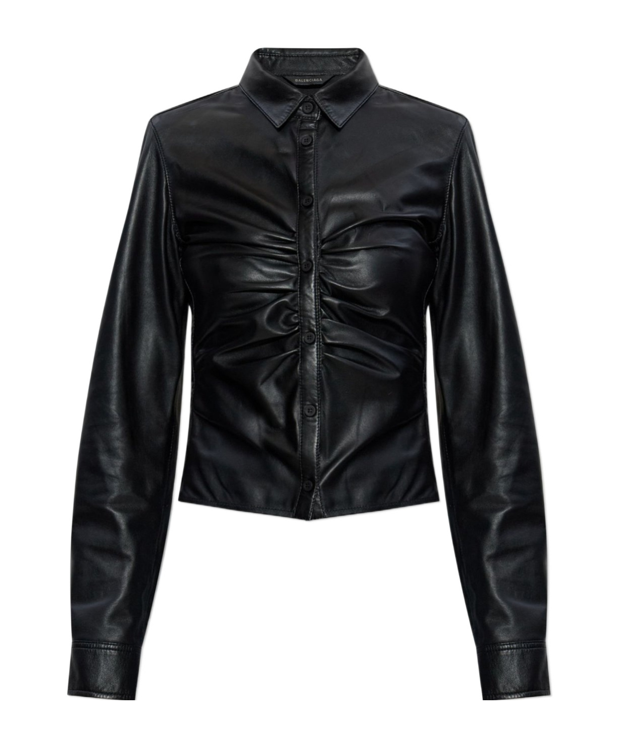 Balenciaga Runched Long-sleeve Shirt In Black