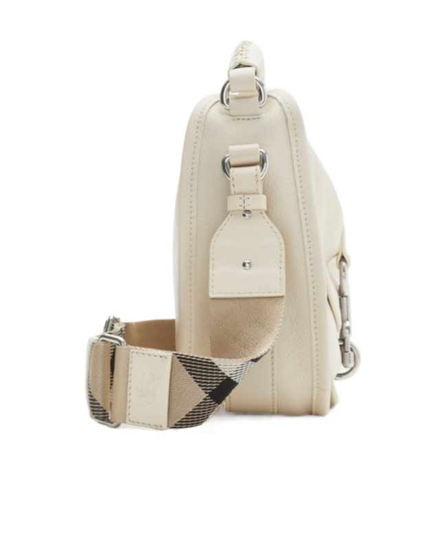 Burberry Clip Small Leather Messenger Bag In White