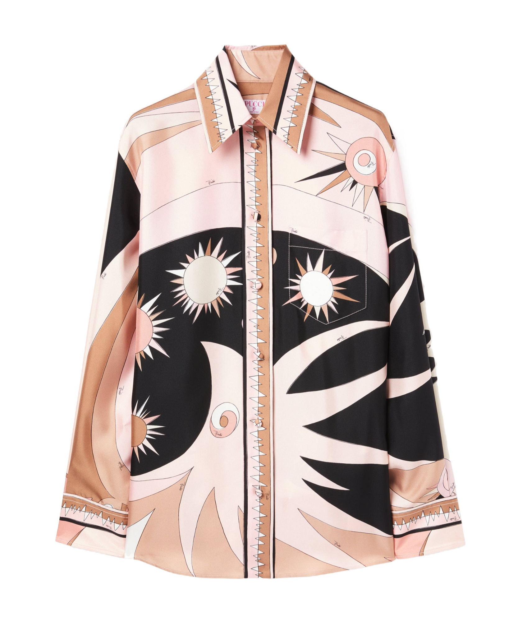 Pucci Stella Print Silk Oversized Shirt In Black