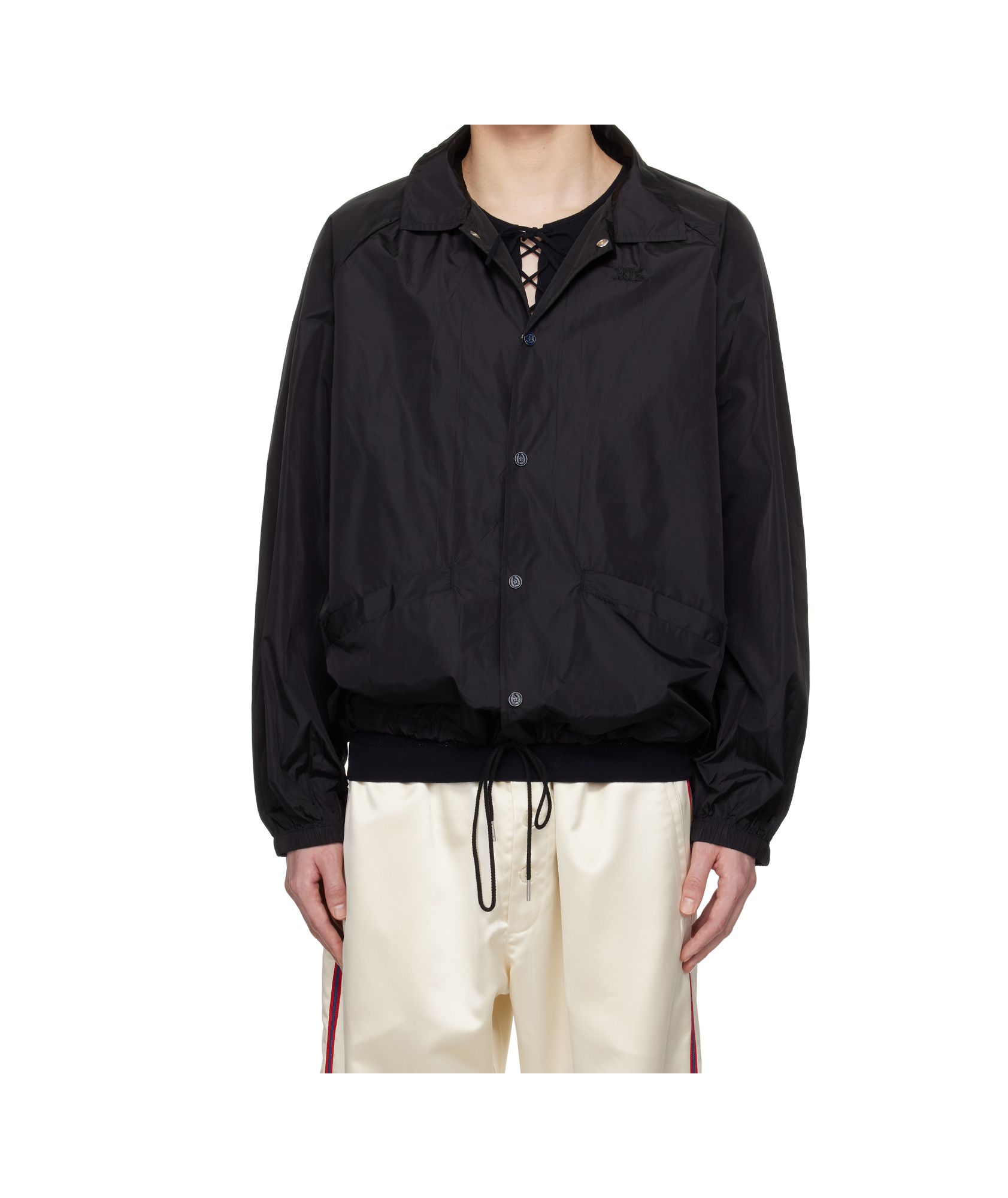 Bode Black Nylon Track Jacket In Black