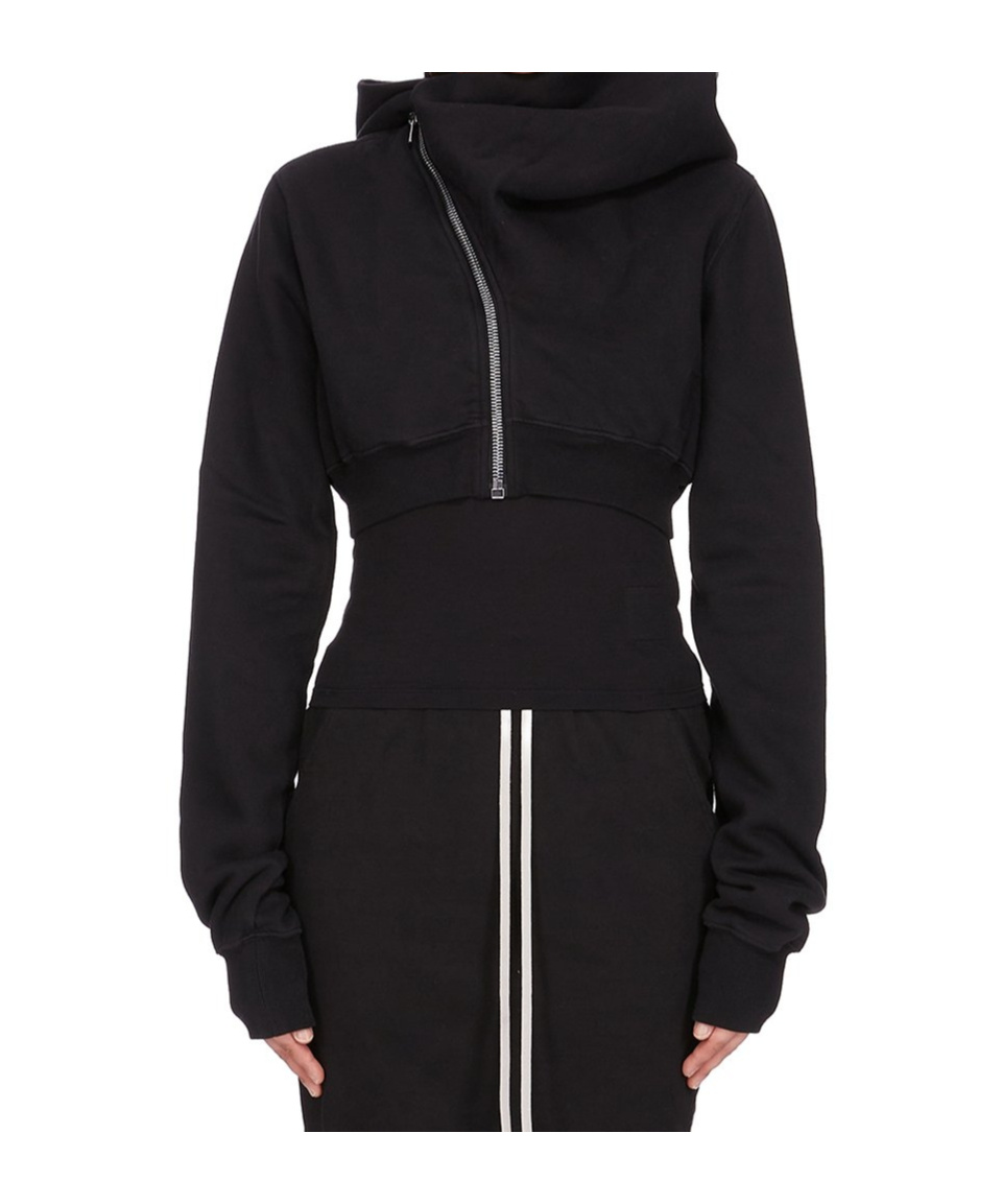 Rick Owens Drkshdw Mountain Crop Zip-front Hoodie In Black