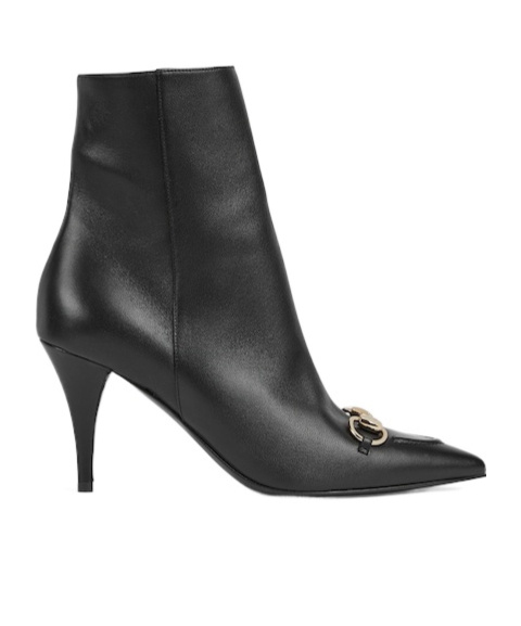 Gucci Leather Ankle Boots With Horsepiece In Black