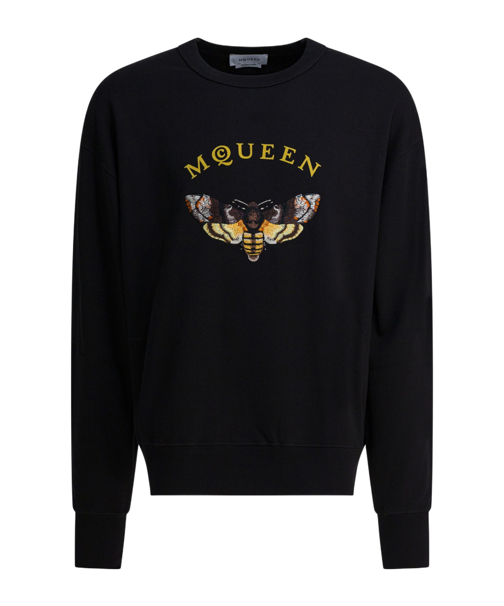 Alexander Mcqueen Crew Neck Embroidered Knit Sweatshirt In Black