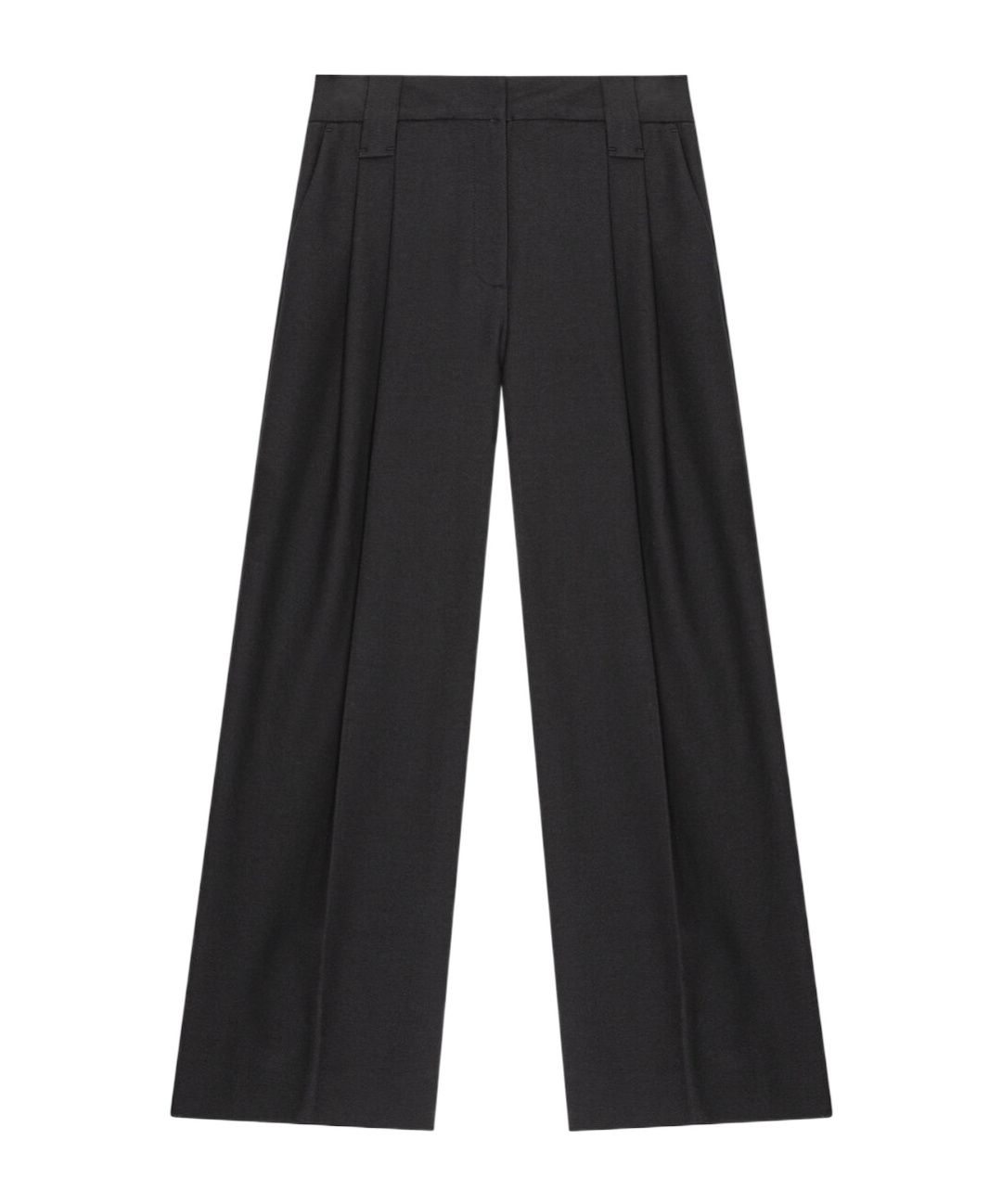 Ganni Black Heavy Cotton Tailoring Mid Waist Trousers In Black