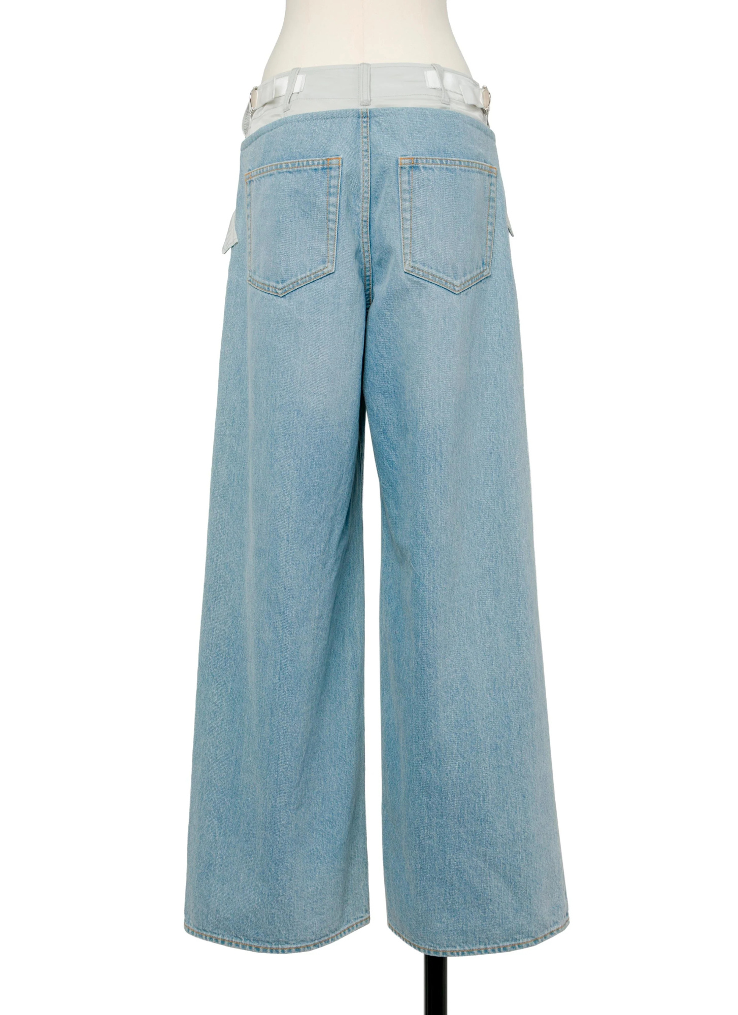 Sacai Shell-trimmed Mid-rise Wide-leg Jeans In Blue
