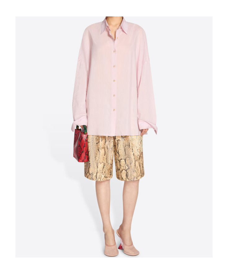 Shop Dries Van Noten Striped Cocoon Shirt In Pink