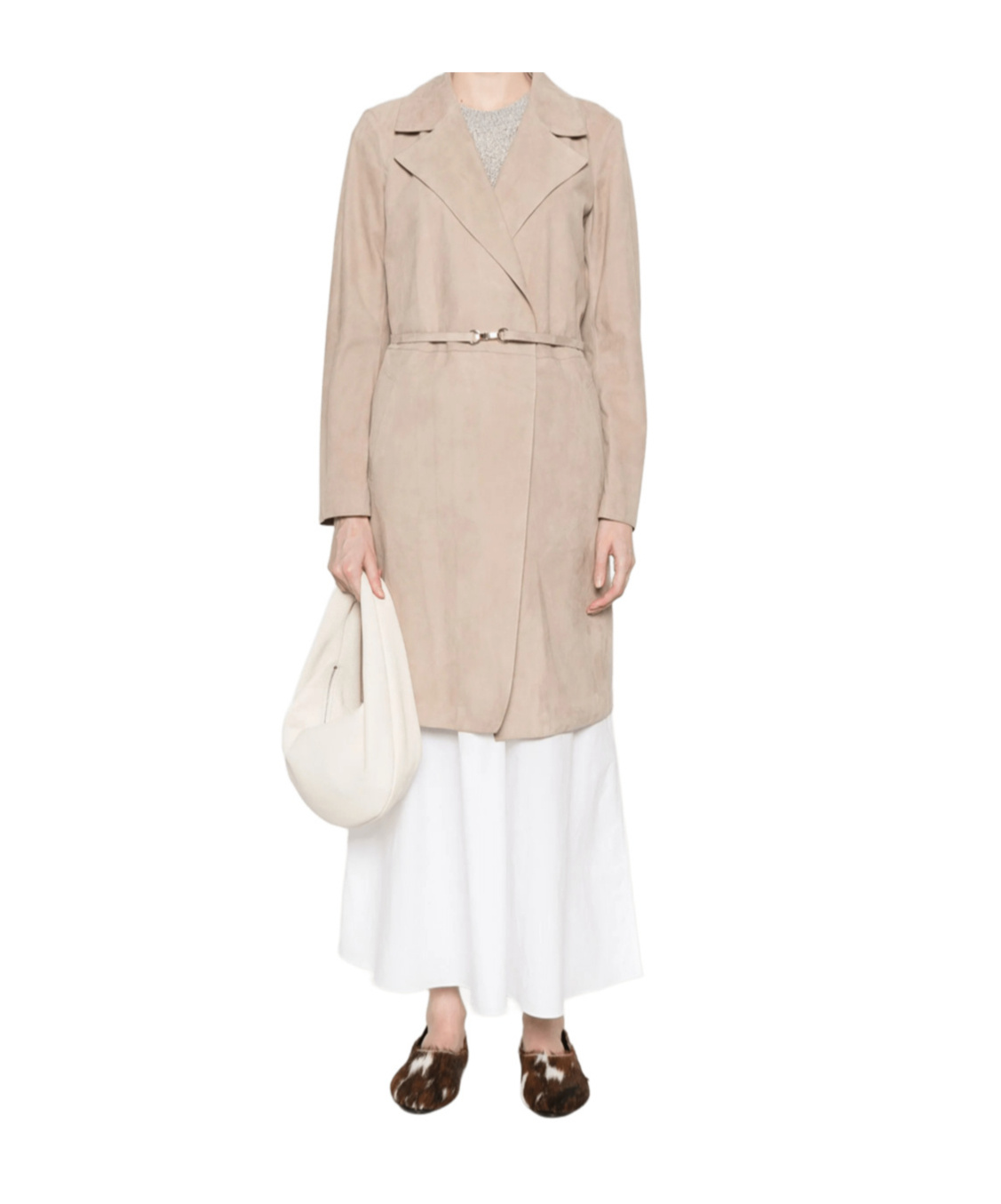 Herno Beige Suede Duster Coat In Neutral