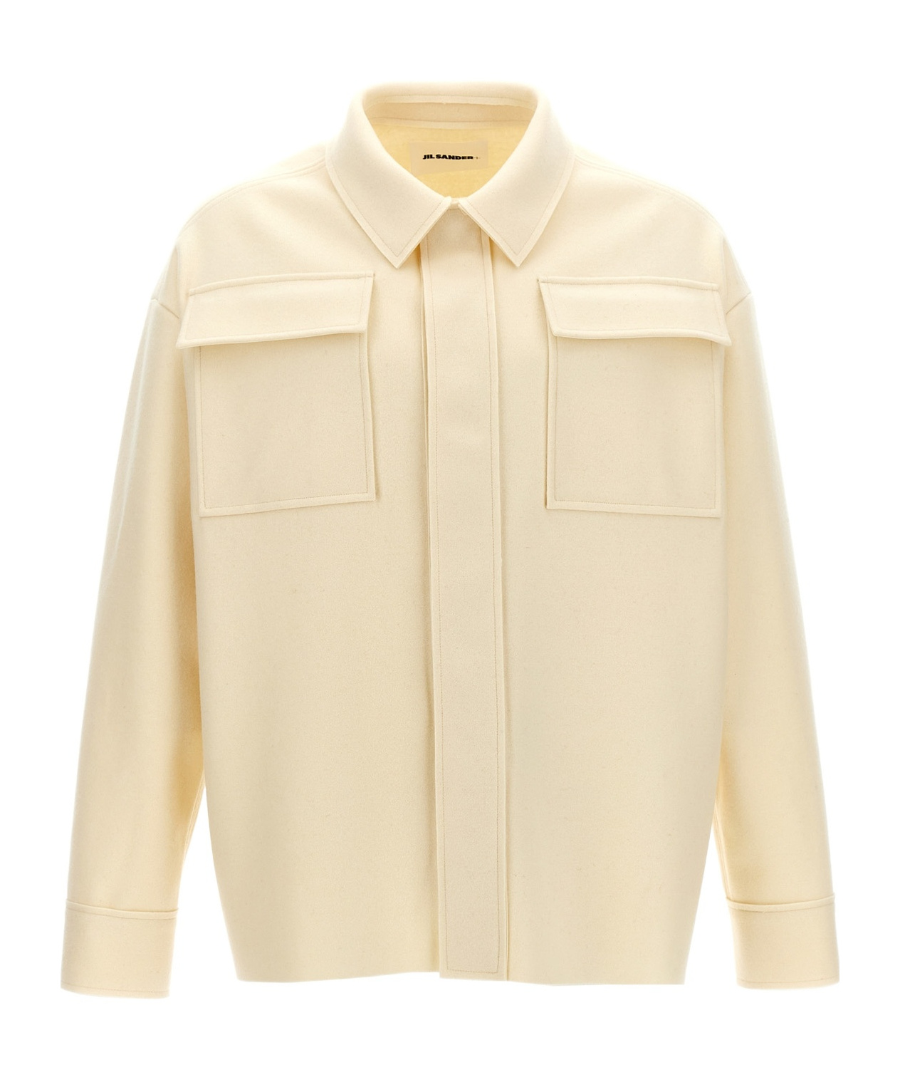 Jil Sander Wool Blend Shirt With Button Closure In Neutral