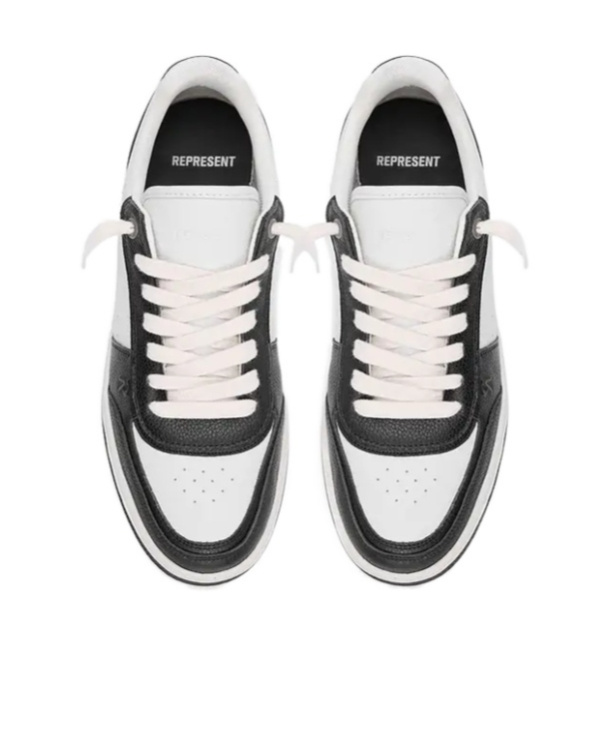 Represent Two-tone Leather And Suede Initial Sneakers In Black White
