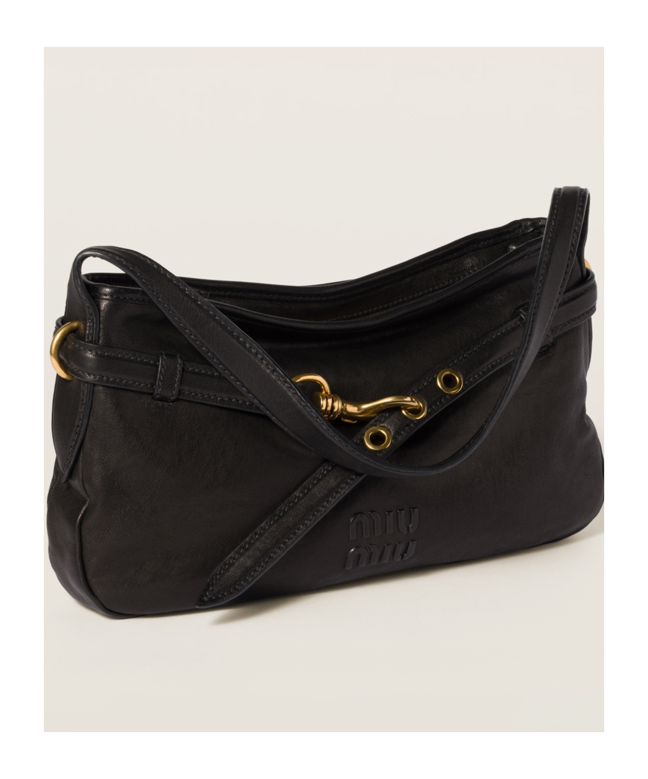 Miu Miu Aventure Leather Shoulder Bag In Black