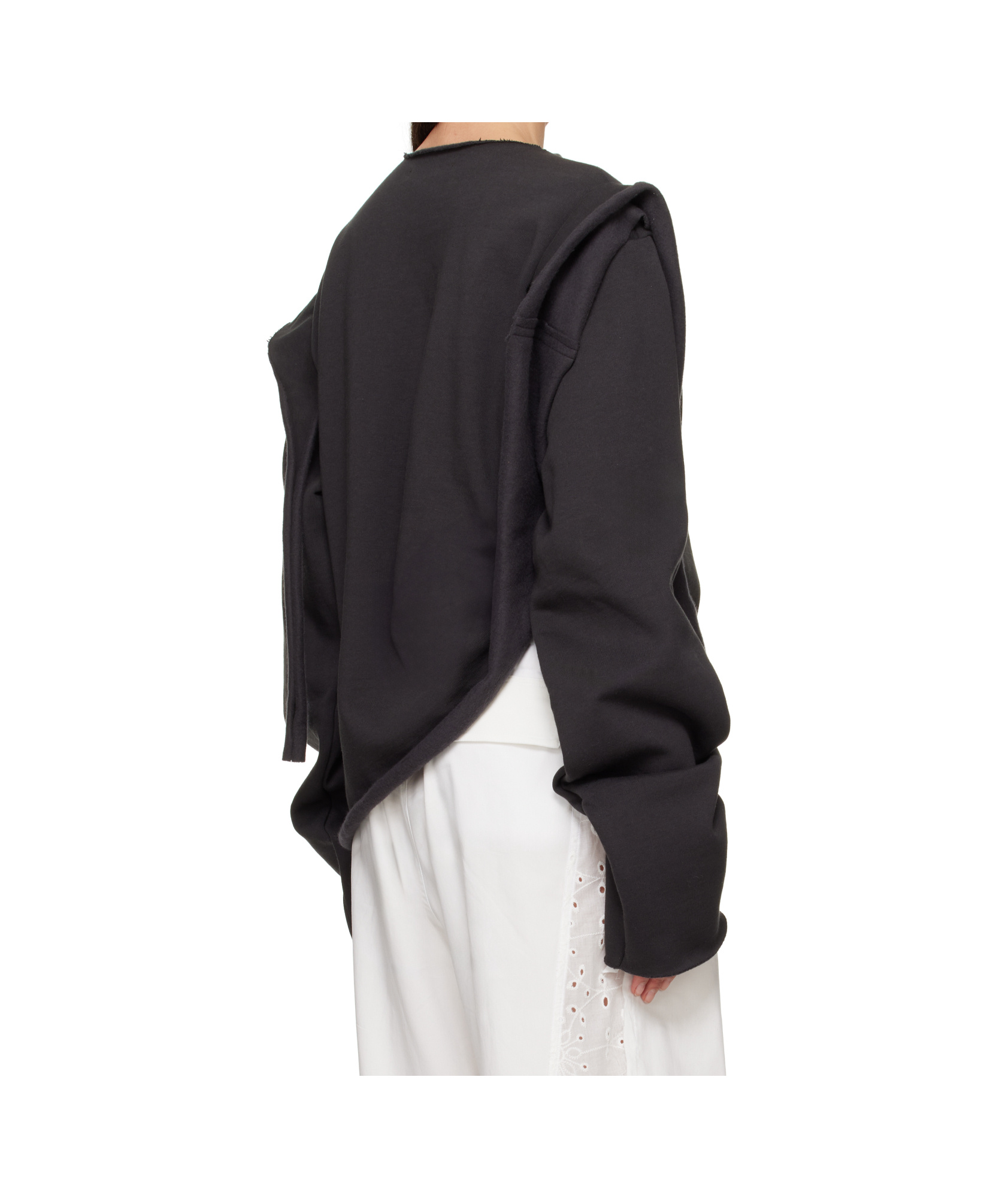 Ottolinger Black Drape Crewneck Sweatshirt In Black