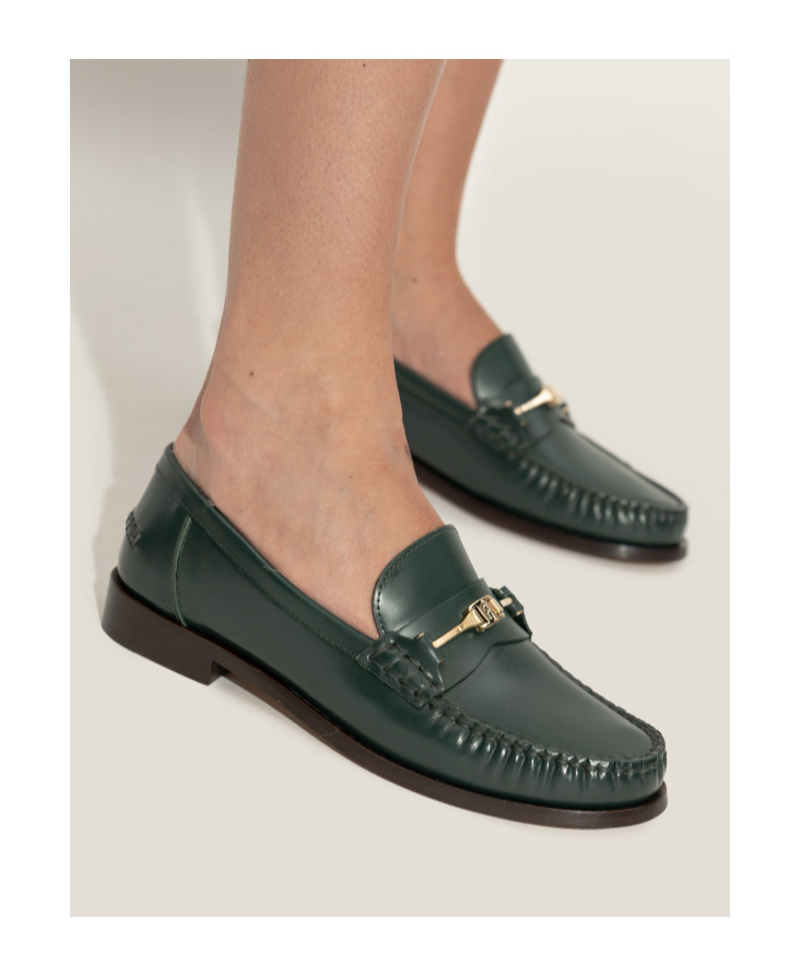 Ferragamo Harry F-buckle Leather Loafers In Green