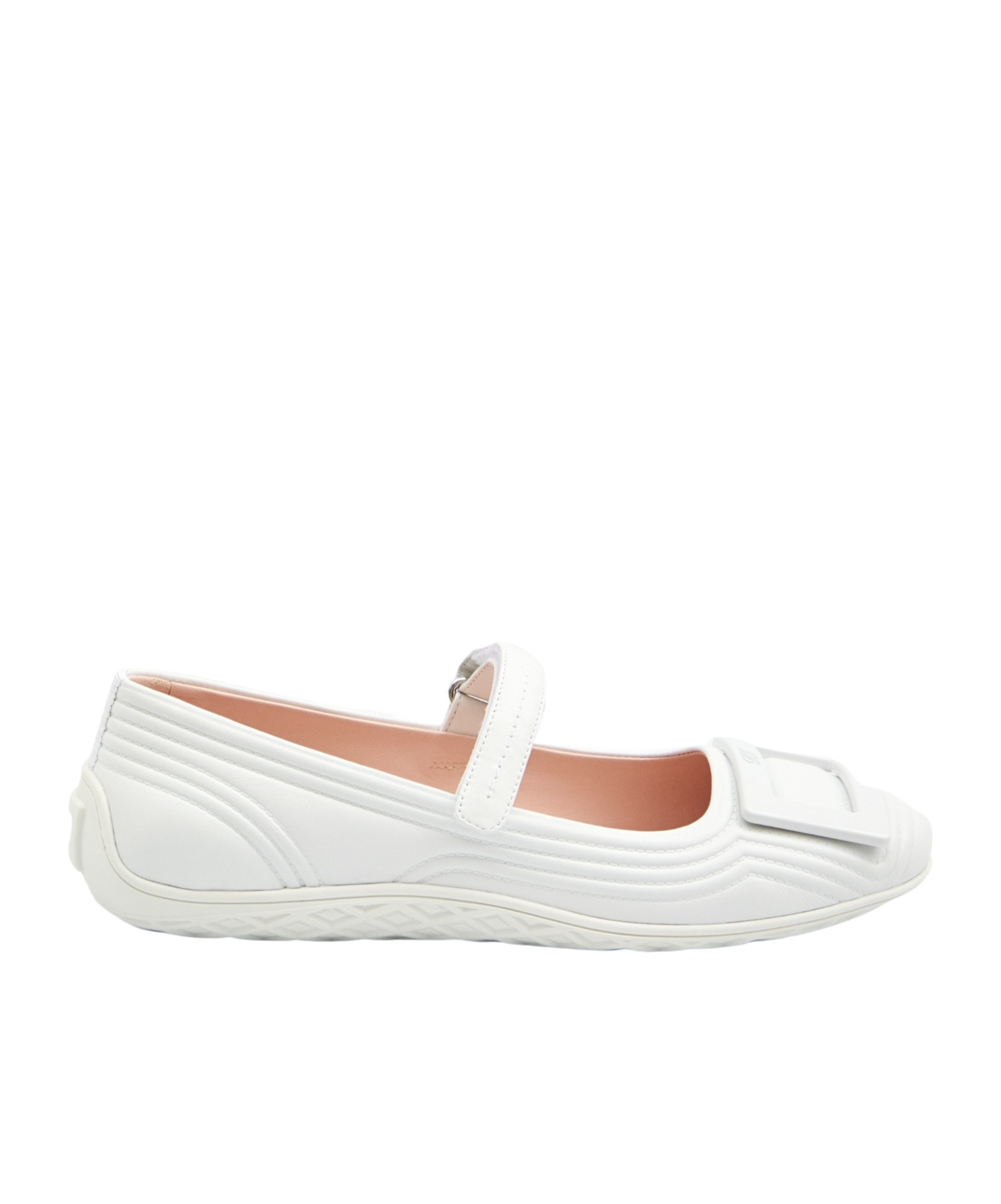 Roger Vivier Low Mary Janes Ballerina In Nappa Leather In White