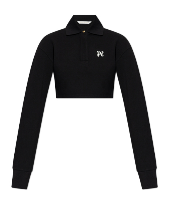 Palm Angels Monogram Polo Top In Black