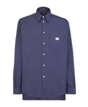 Fendi Logo Long-sleeved Shirt In Blue