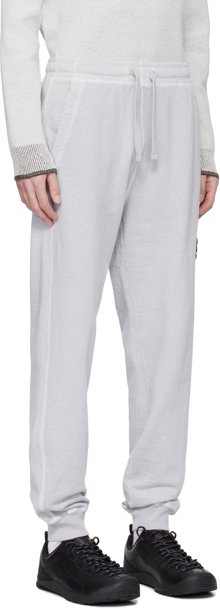 Stone Island Regular Tapered Fit Joggers With Slub Efffect And Pockets In Pearl Grey