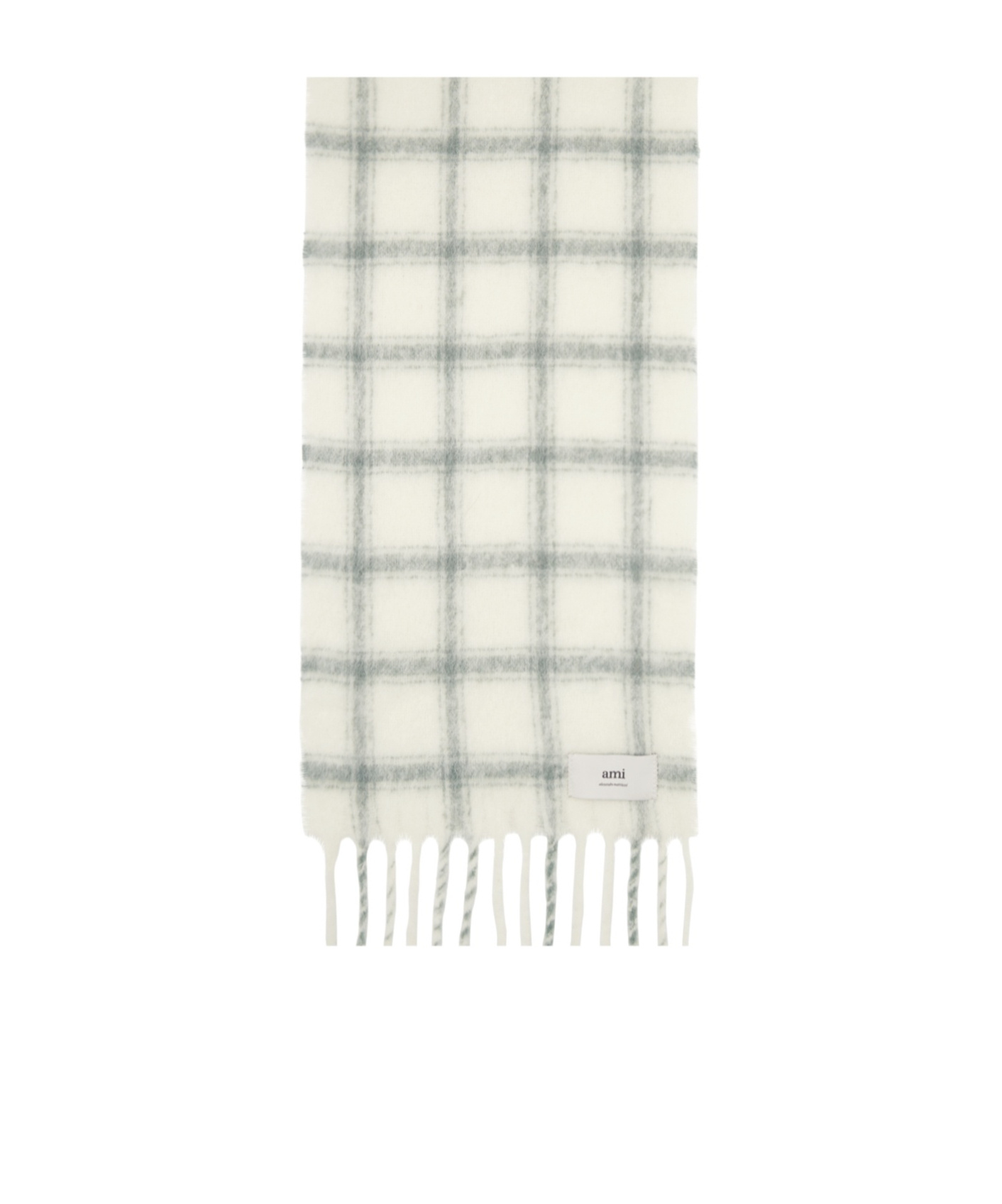 Ami Alexandre Mattiussi Checked Tassel Scarf In White