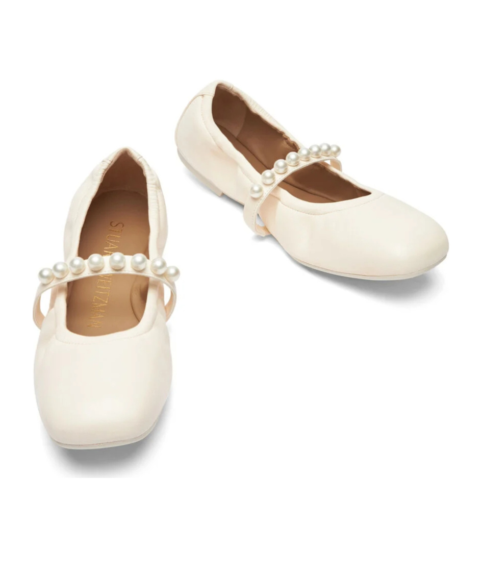 Stuart Weitzman Round Flat Shoes With Square Head In Nude