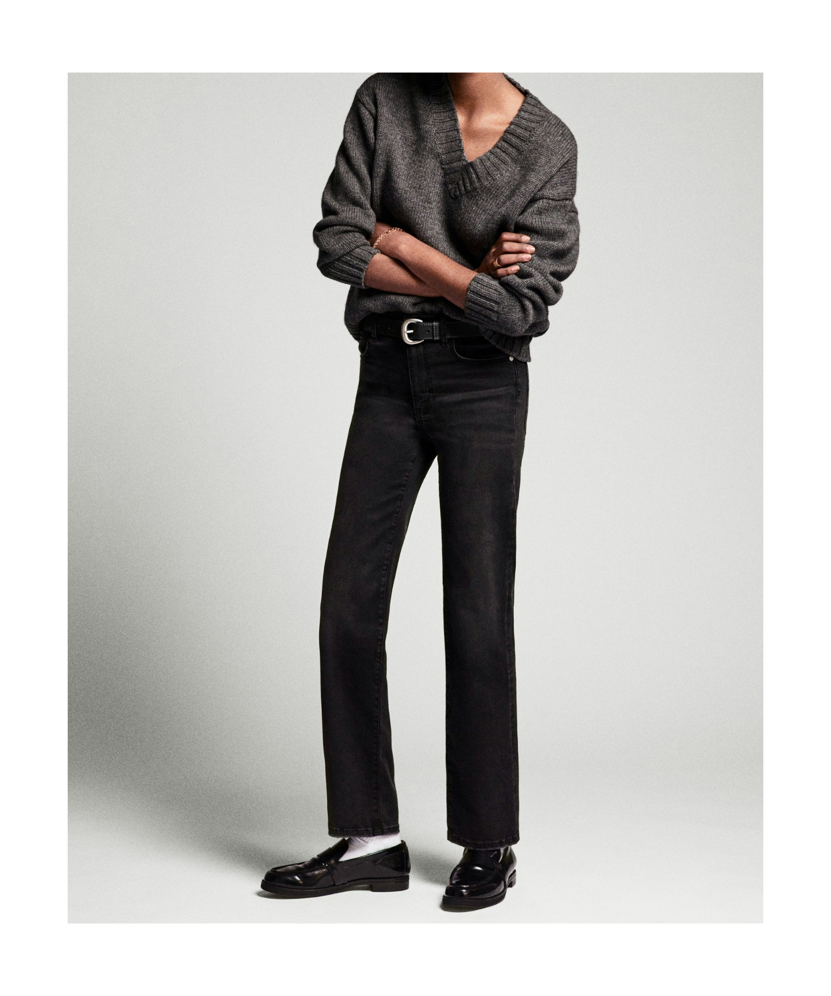 Frame Le Sleek Straight In Kerry In Black
