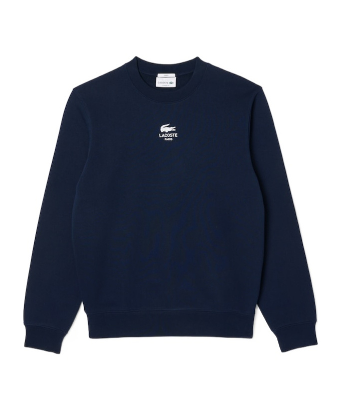 Lacoste Logo Crew Neck Sweatshirt In Black
