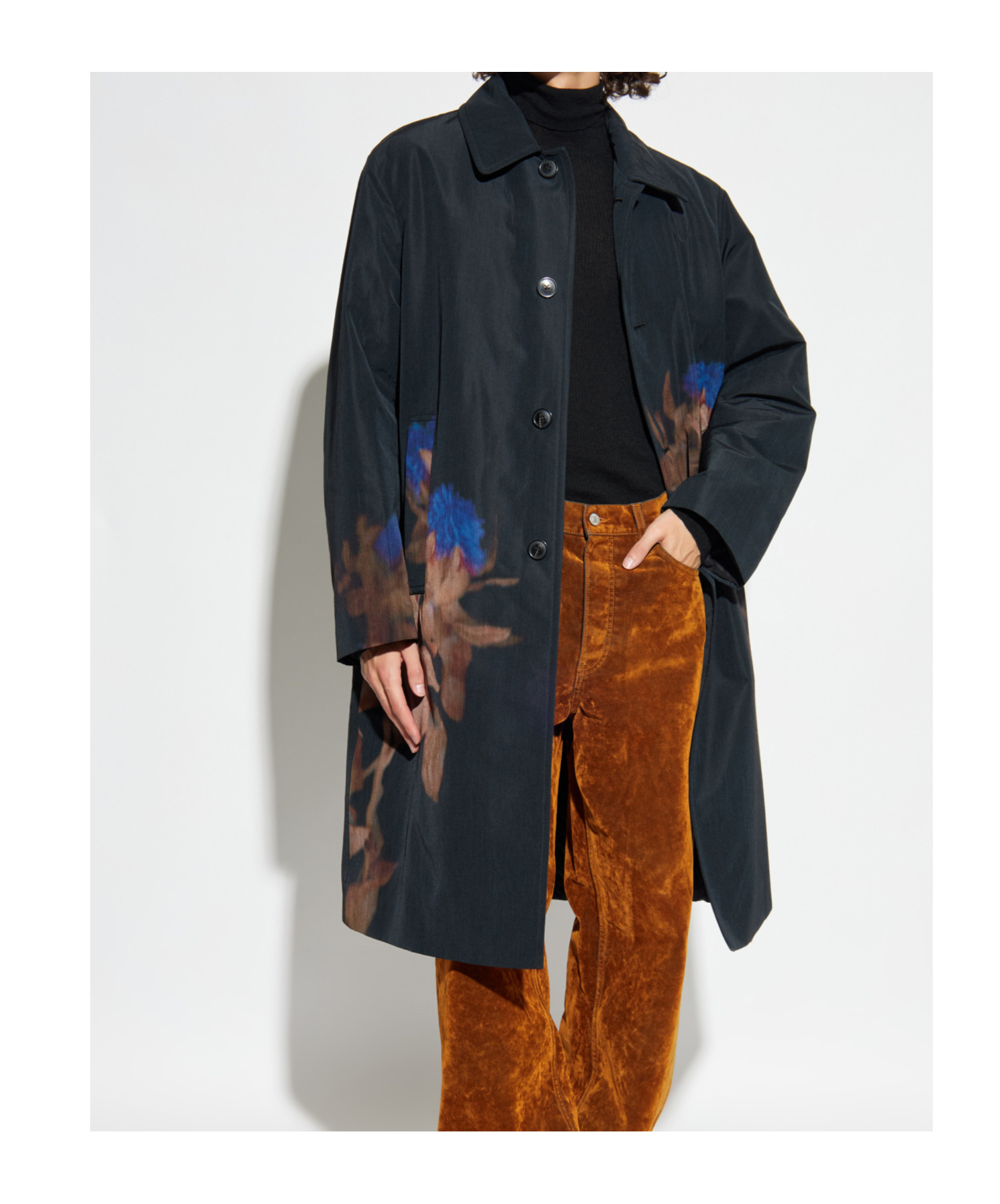 Dries Van Noten Rankle Printed Tailored Coat In Black