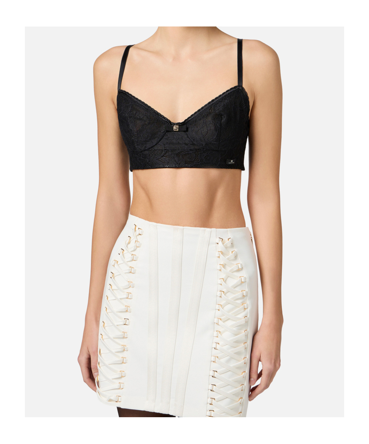 Elisabetta Franchi Bow-detail Lace Bra In Black