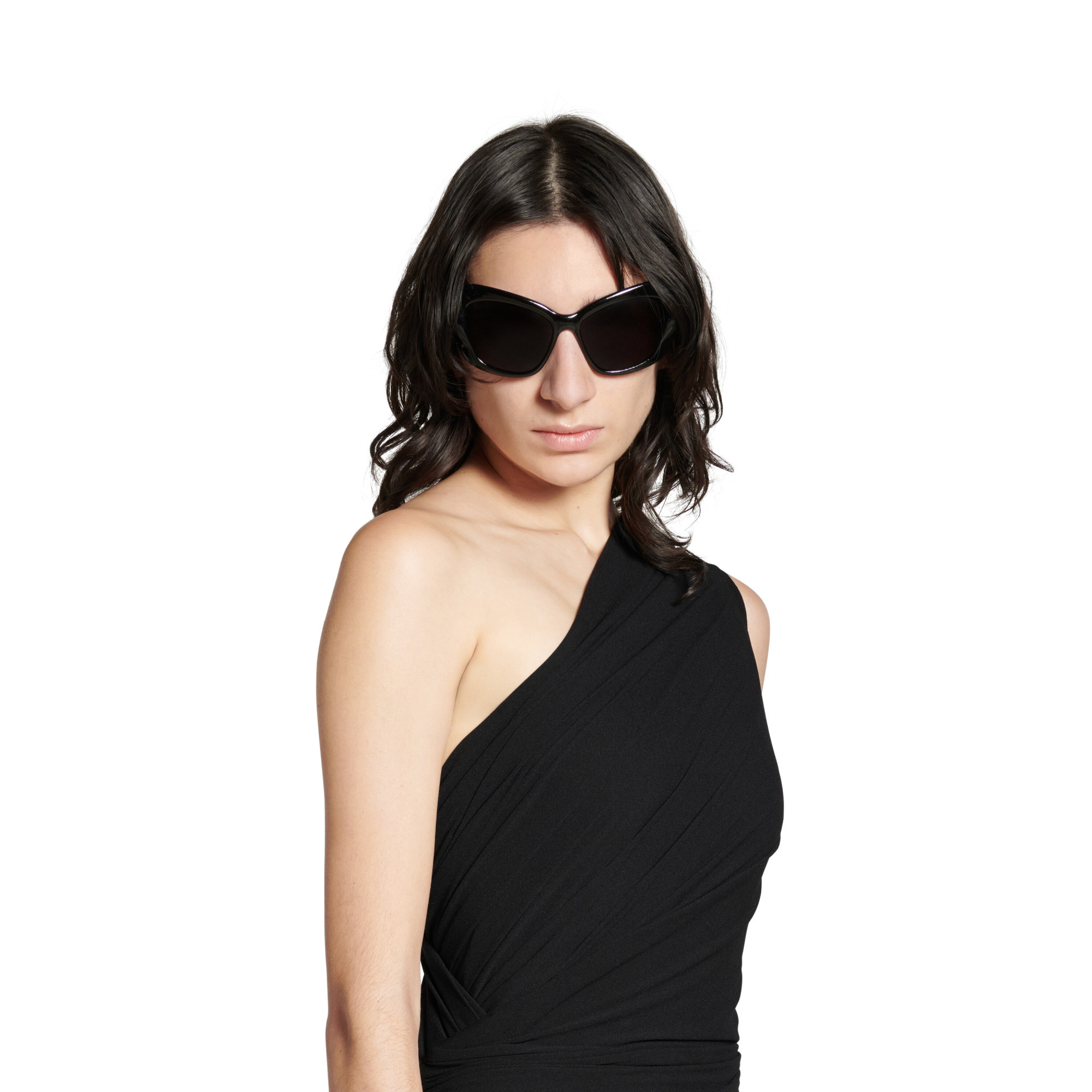 Balenciaga Twisted One-shoulder Mini Dress In Black