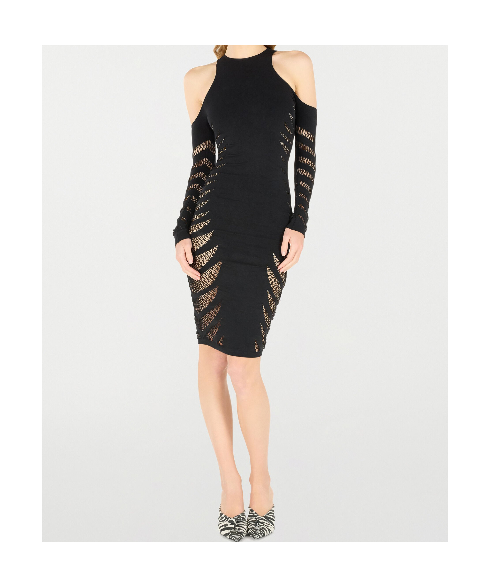 Roberto Cavalli Midi Dress With Perforated Pattern