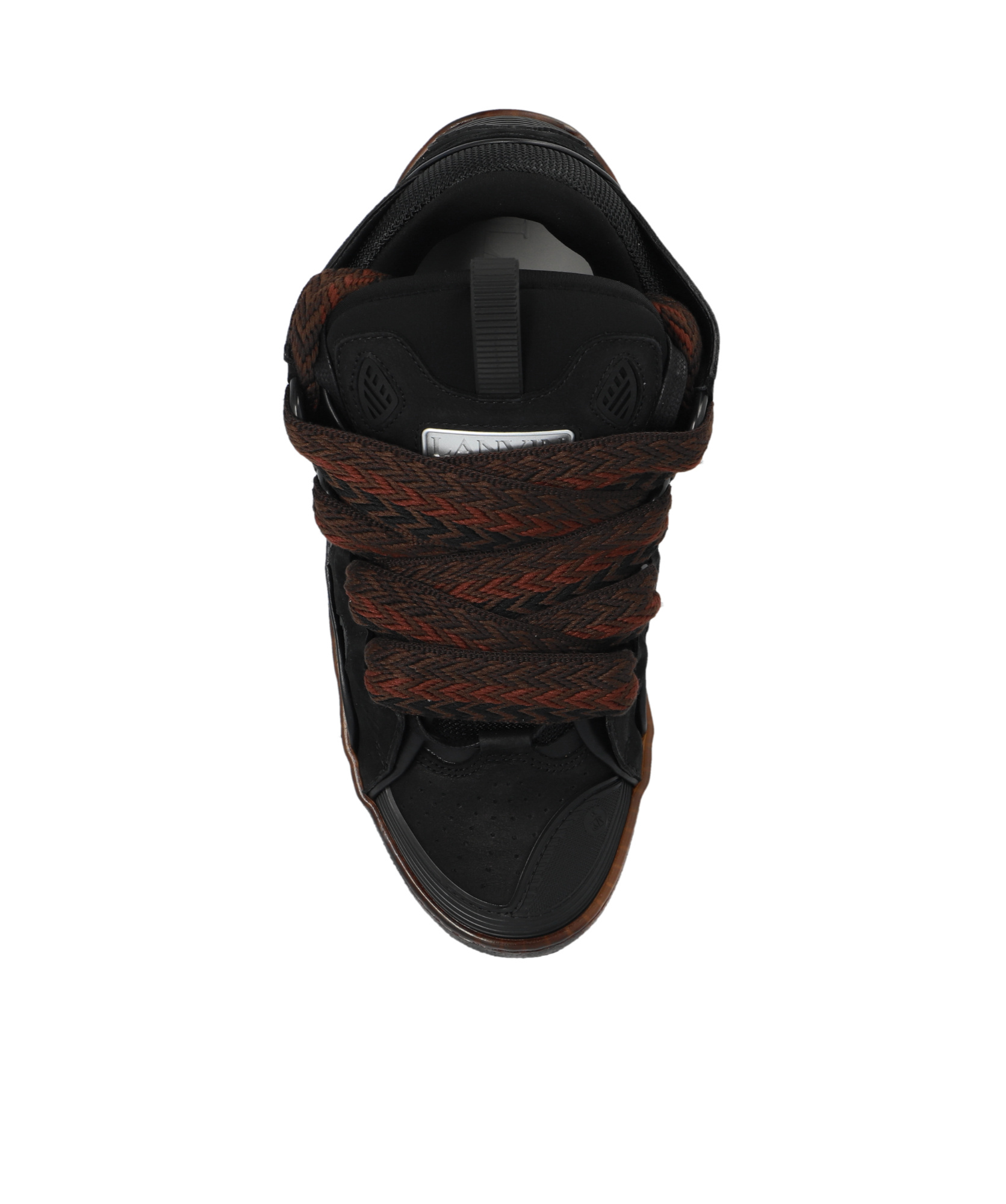 Lanvin Curb Leather Sneakers In Black