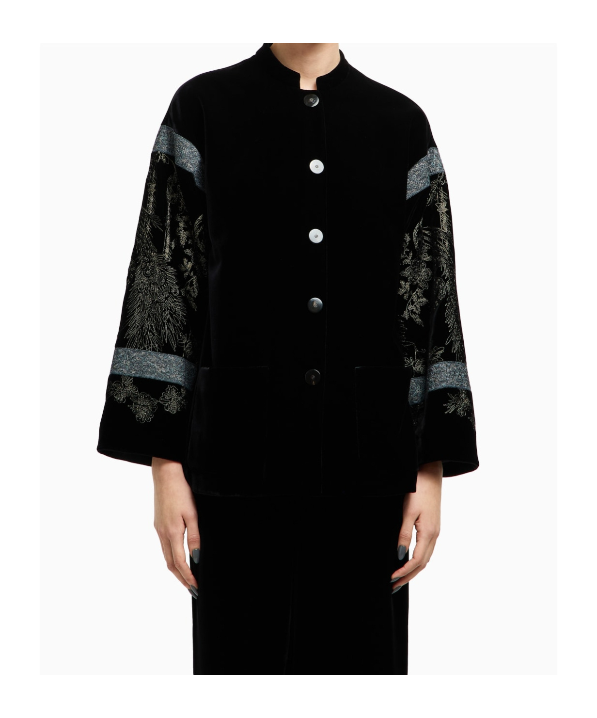 Giorgio Armani Long-sleeved Coat In Black