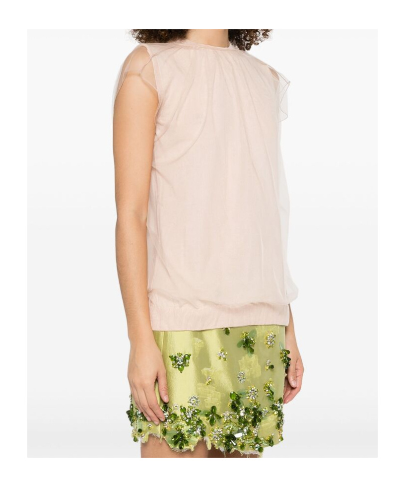 Shop Fabiana Filippi Tulle-layered Top In Nude