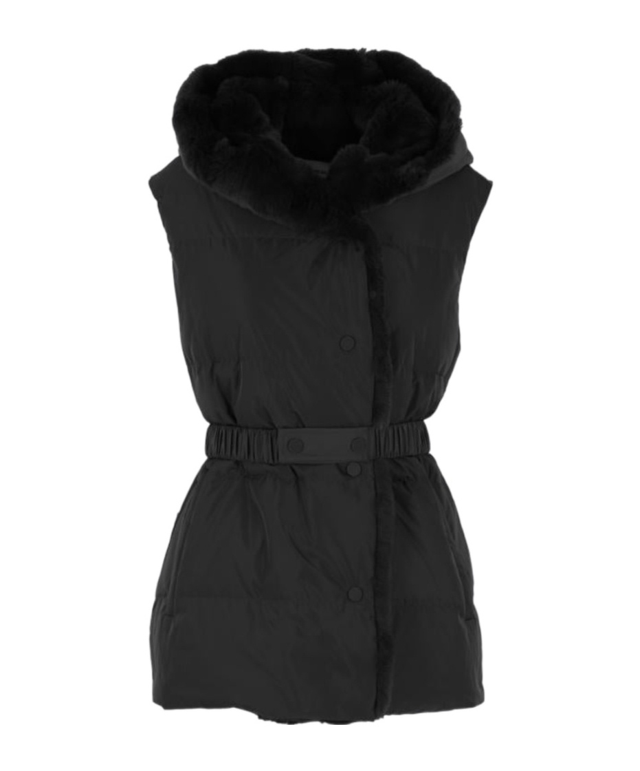 Yves Salomon Sleeveless Hooded Down Jacket In Black