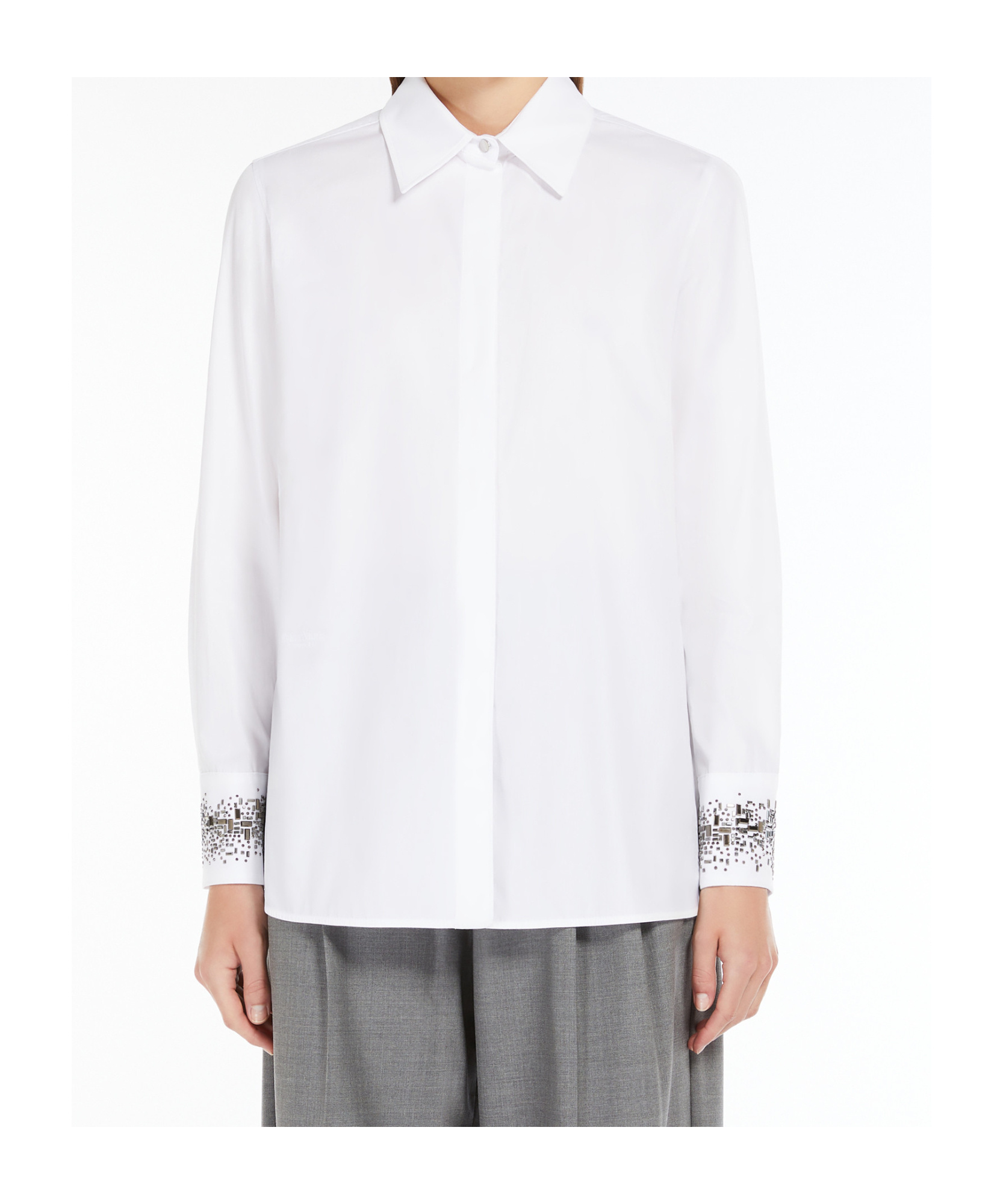 Max Mara Crystal-embellish Shirt In White