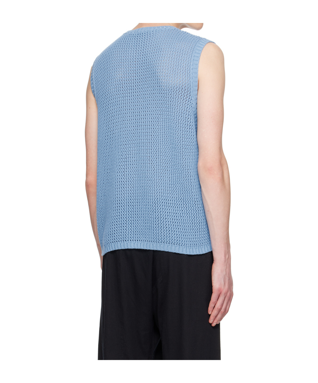 Gimaguas Cotton Bridget Vest Knit Ribbed Sleeveless V Neck In Blue