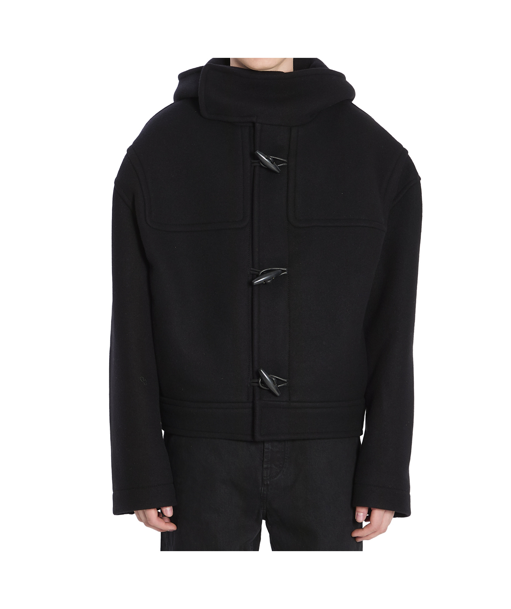Jacquemus Hooded Long Sleeve Outerwear Collection In Black