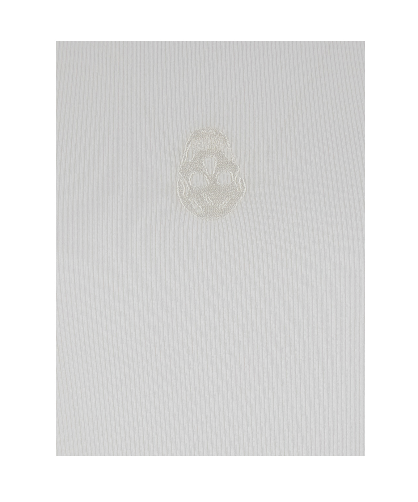 Alexander Mcqueen White Top With Upside Down Skull Embroidery On The Front In Cotton Jersey Man In White