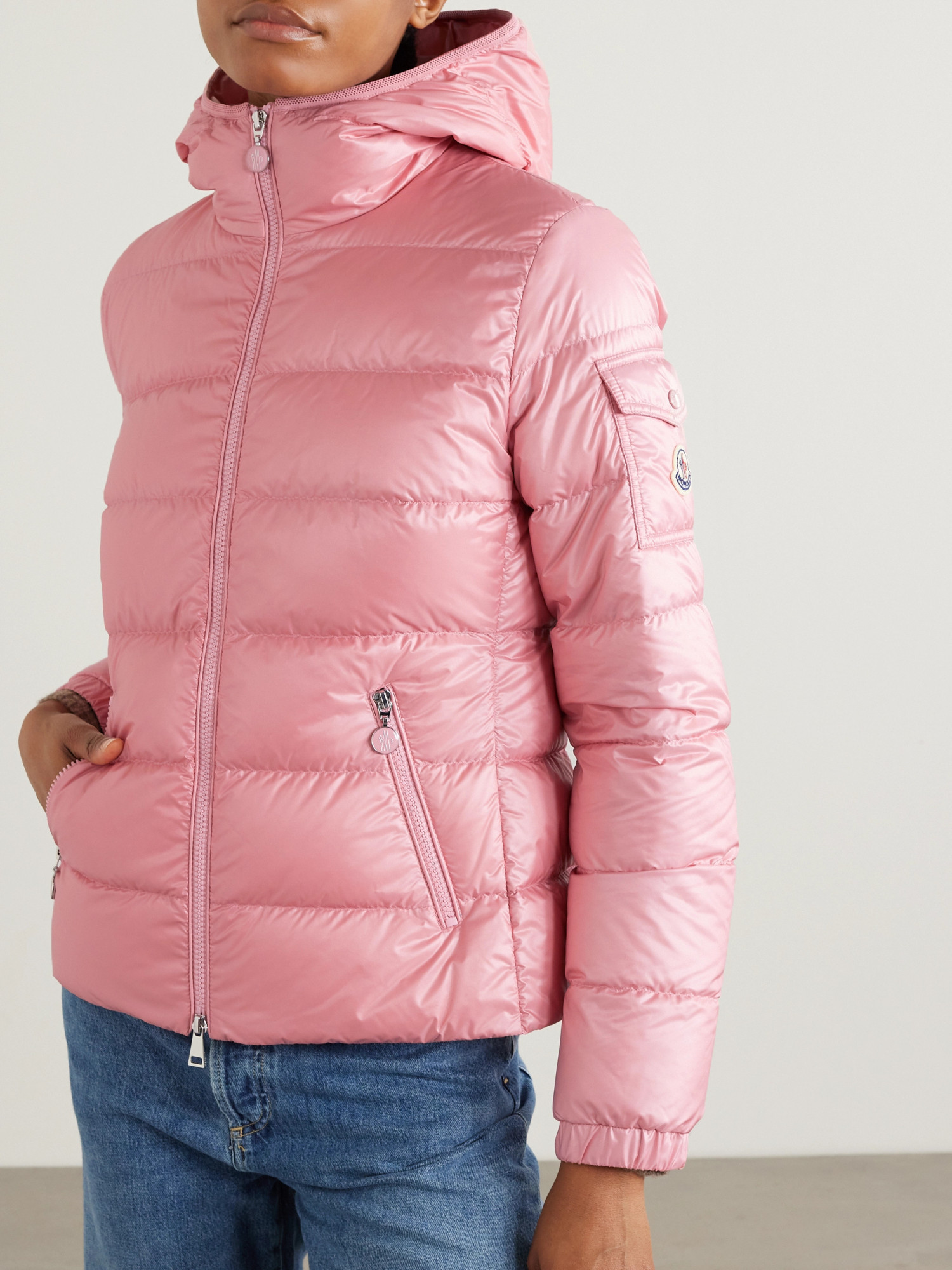 Moncler Gles Hooded Quilted Shell Down Jacket In Pink