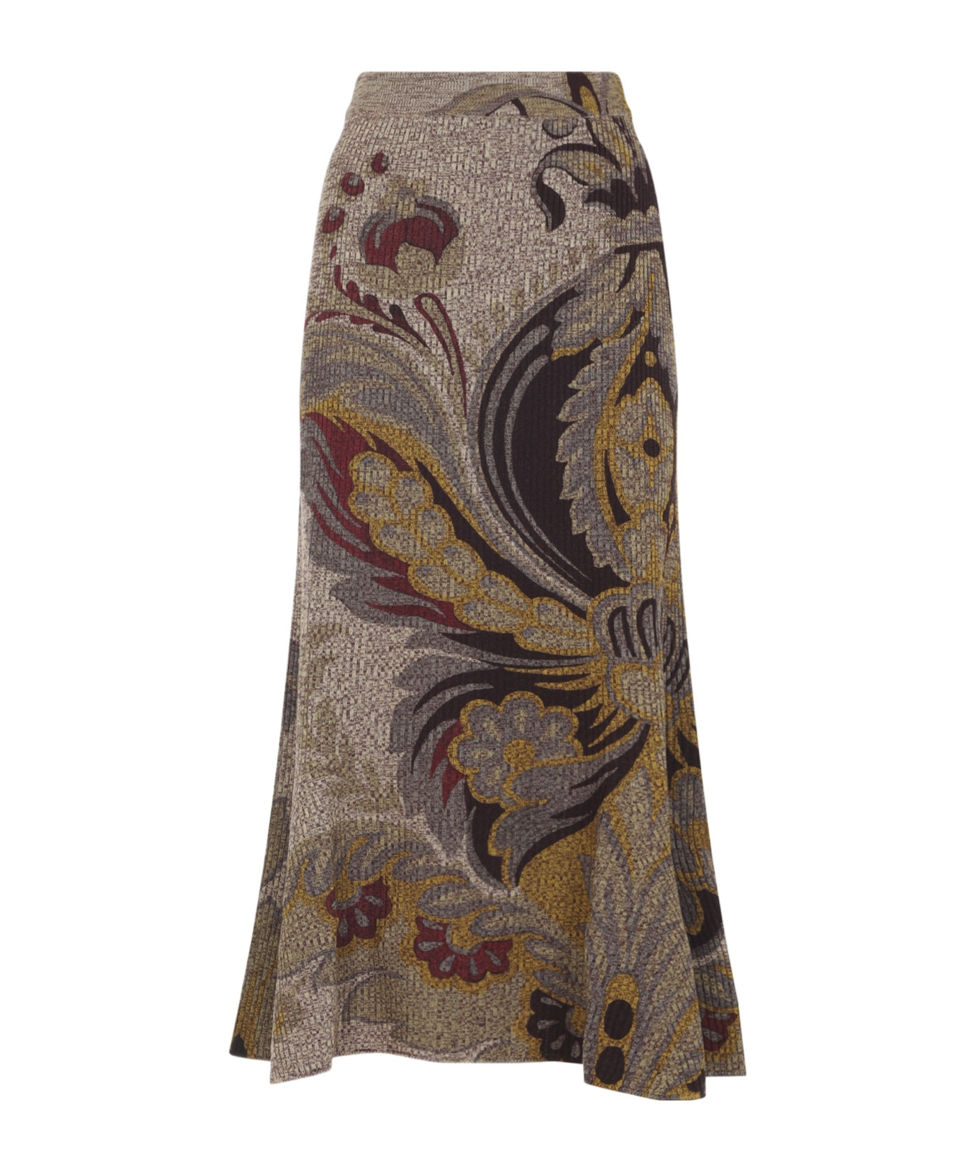 Etro Knit Midi Jupe Trompette In Multi