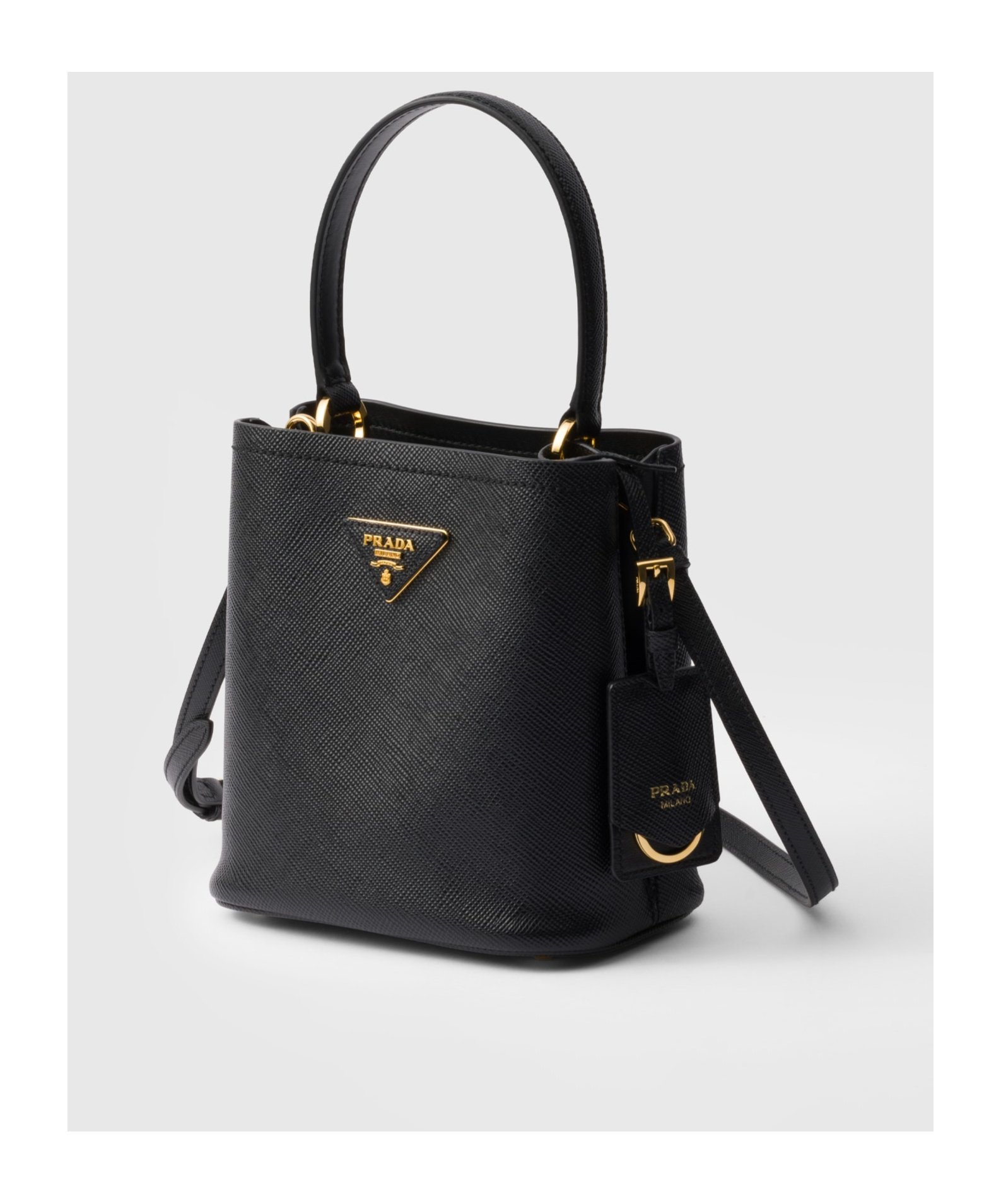 Prada Saffiano Leather Panier Top-handle Bag In Black