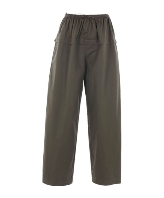 Alaïa Womens Olive Peplum Wide-leg Cotton-poplin Trousers In Green