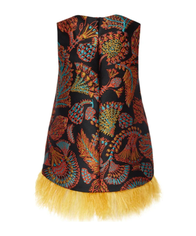 La Doublej La Scala Feather-trim Blouse In Multi