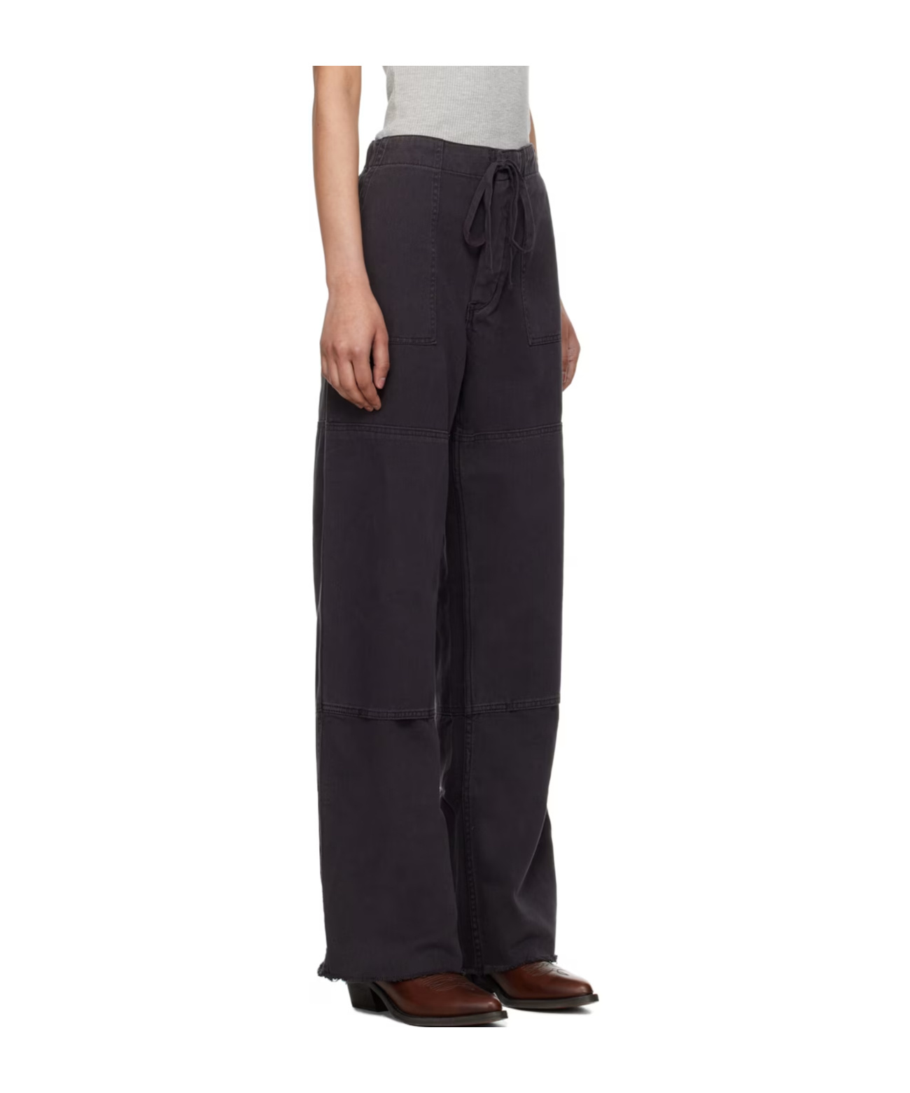 Re/done Paneled Denim Wide-leg Pants In Black