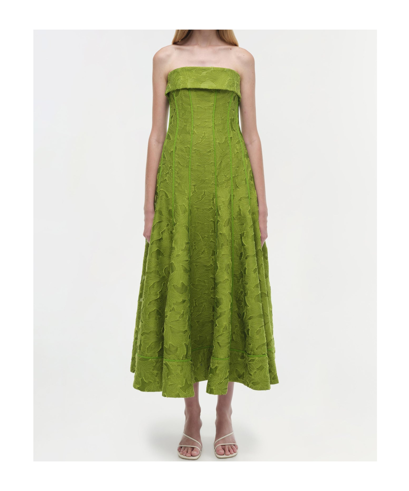 JONATHAN SIMKHAI IMOGEN JACQUARD STRAPLESS MIDI DRESS