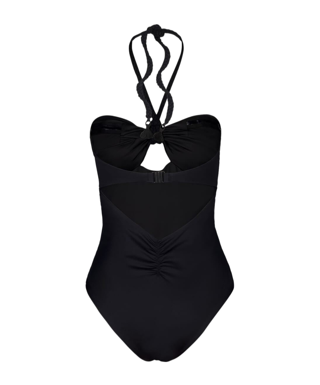 Johanna Ortiz Braided-strap Halterneck Swimsuit In Black