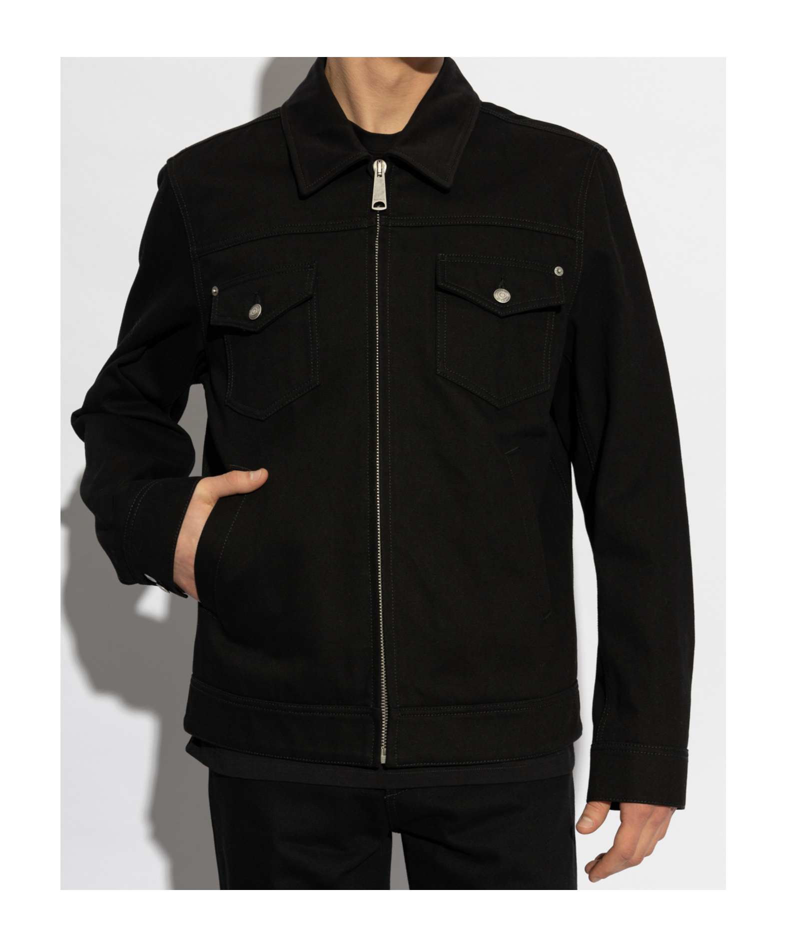 Alexander Mcqueen Denim Zip-up Jacket In Black