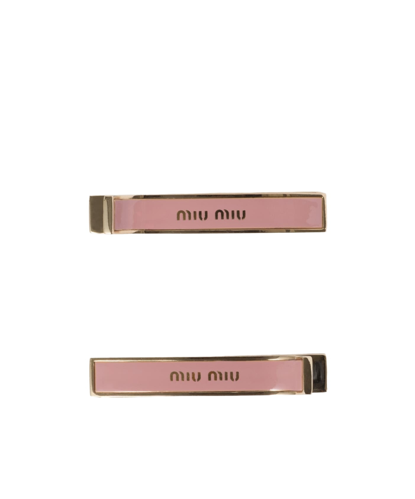 Miu Miu Logo-engraved Hair Clips (pack Of Two) In Pink