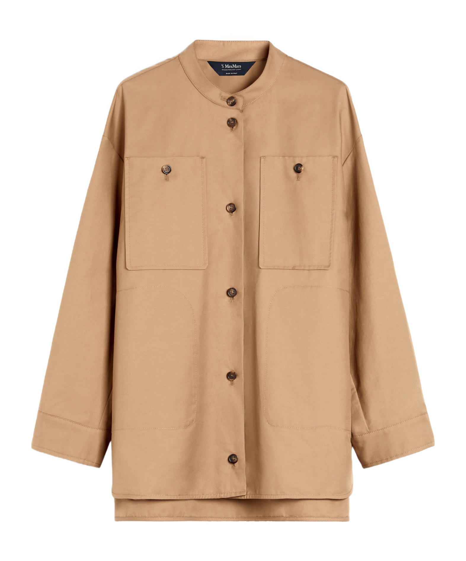 MAX MARA WATER-REPELLENT TWILL MANDARIN-NECK JACKET