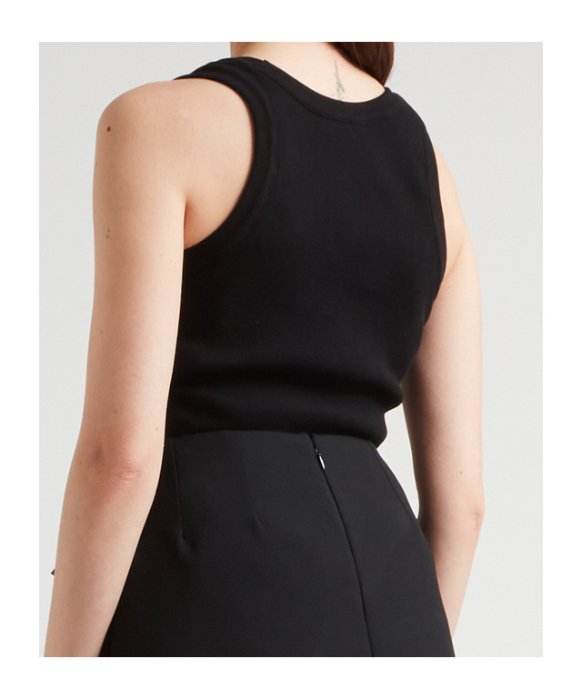 Alexander Mcqueen Ribbed Texture Sleeveless Top In Black