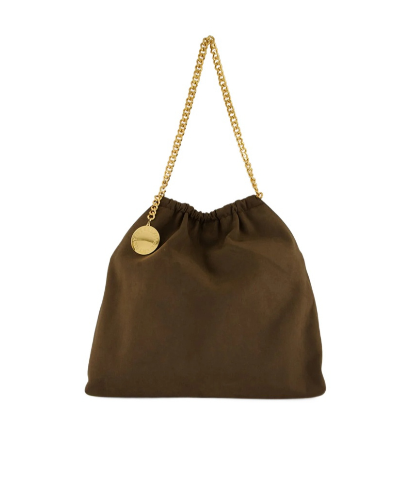 Stella Mccartney Medium Falabella Chain Drawstring Shoulder Bag In Green