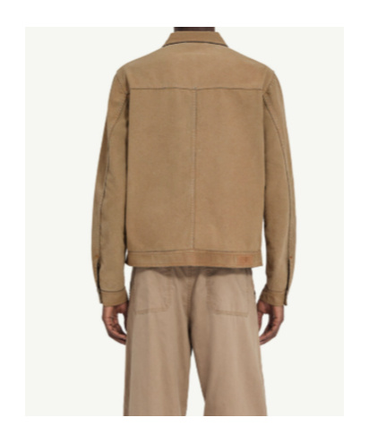 Mm6 Maison Margiela Flock Denim Trucker Jacket Sand In Brown